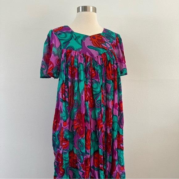 Vintage Midi Maxi Dress 100% Cotton Floral Sz S - Picture 2 of 10